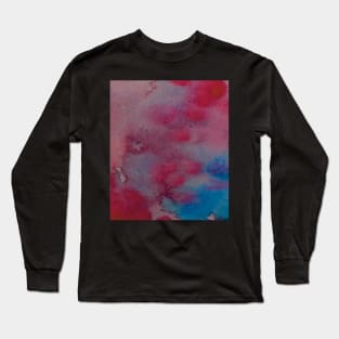 abstract watercolor stain red blue pink sky ocean Long Sleeve T-Shirt